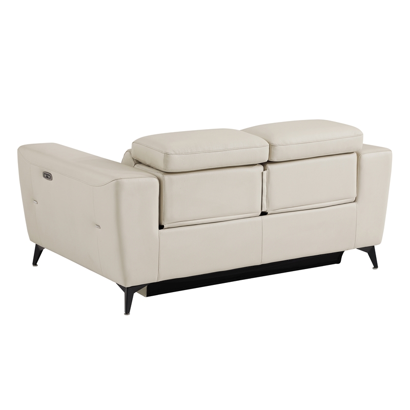 Titan Furnishings Italian Leather Loveseat with Power Recliner in Beige