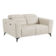 Titan Furnishings Italian Leather Loveseat with Power Recliner in Beige