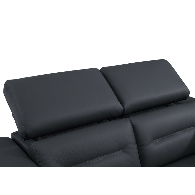 Titan Furnishings Italian Leather Loveseat with Power Recliner in Dark Gray