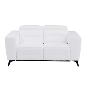 Titan Furnishings Italian Leather Loveseat with Power Recliner in White