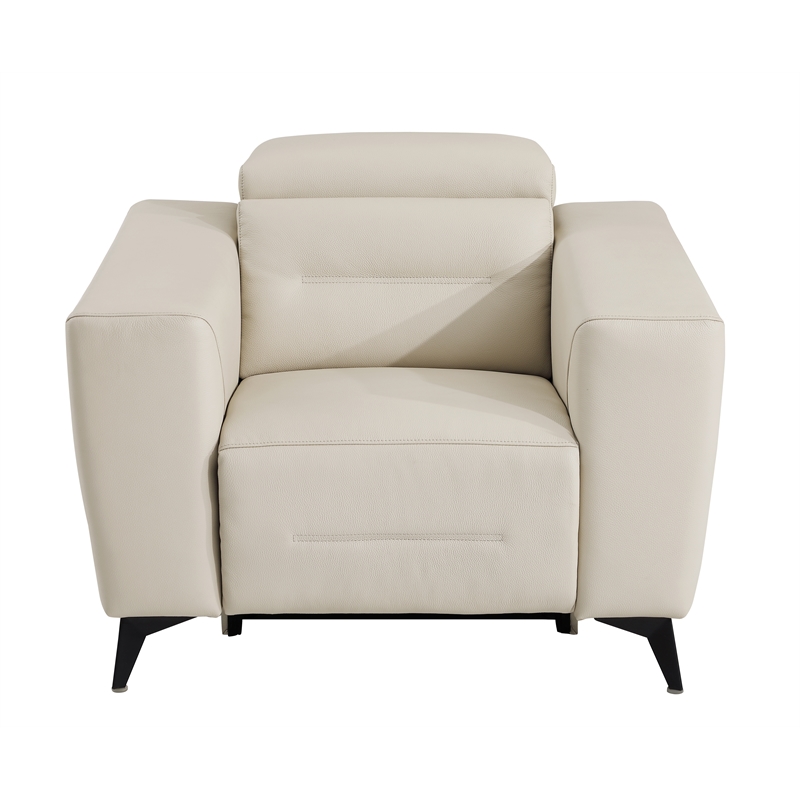 Titan Furnishings Italian Leather Chair with Power Recliner in Beige