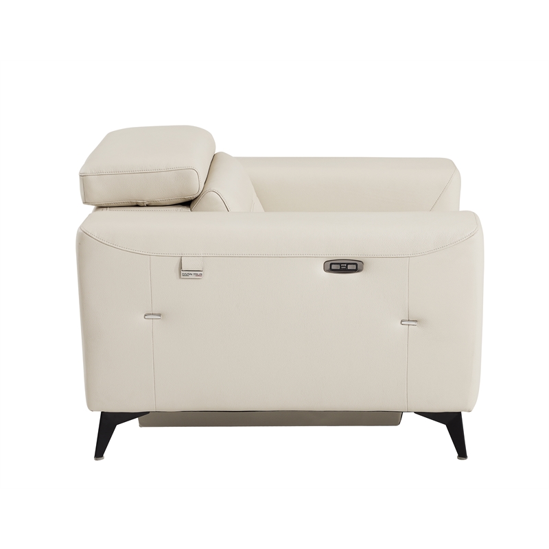 Titan Furnishings Italian Leather Chair with Power Recliner in Beige