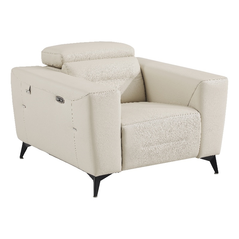 Titan Furnishings Italian Leather Chair with Power Recliner in Beige