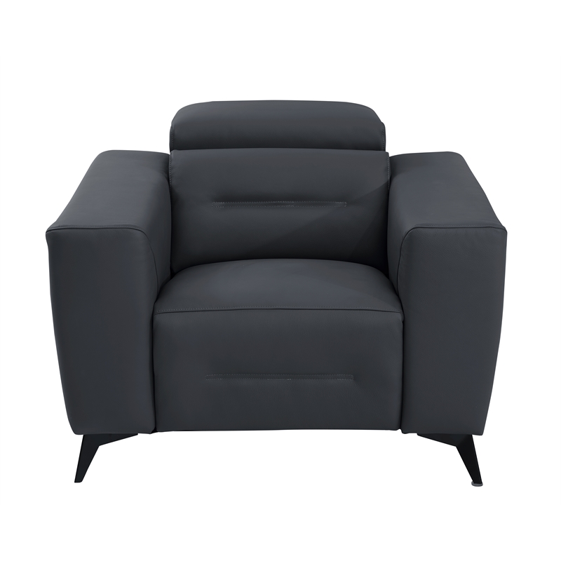 Titan Furnishings Italian Leather Chair with Power Recliner in Dark Gray