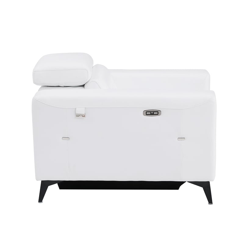 Titan Furnishings Italian Leather Chair with Power Recliner in White