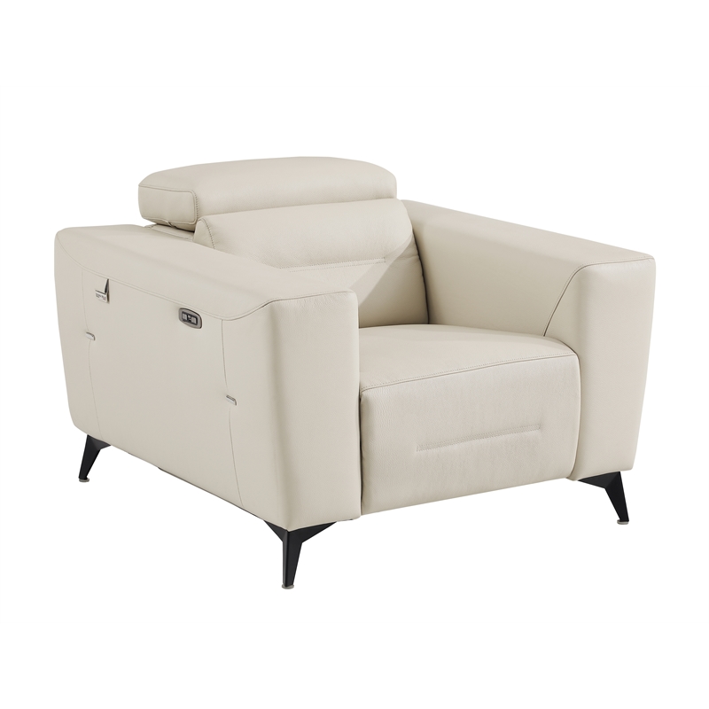 Titan Furnishings Italian Leather Sofa Set with Power Recliner in Beige