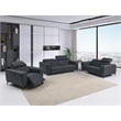 Titan Furnishings Italian Leather Sofa Set with Power Recliner in Dark Gray