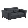 Titan Furnishings Italian Leather Sofa Set with Power Recliner in Dark Gray