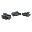 Titan Furnishings Italian Leather Sofa Set with Power Recliner in Dark Gray