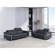 Titan Furnishings Italian Sofa and Loveseat with Power Recliner in Dark Gray
