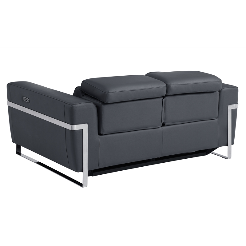 Titan Furnishings Italian Sofa and Loveseat with Power Recliner in Dark Gray