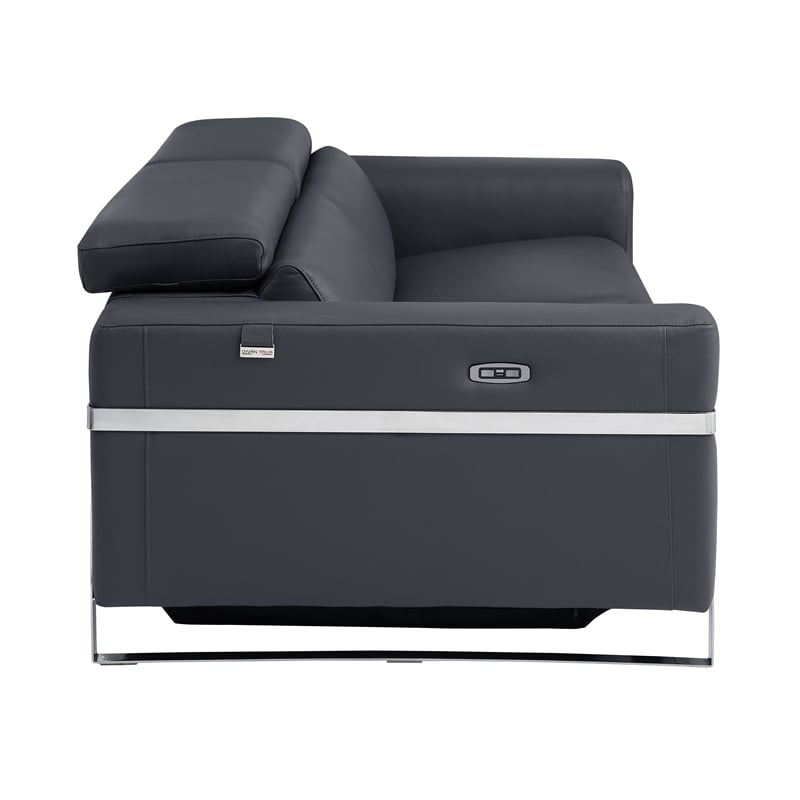 Titan Furnishings Italian Sofa and Loveseat with Power Recliner in Dark Gray