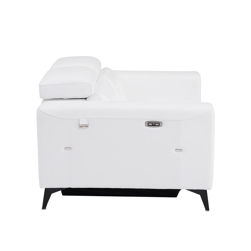 Titan Furnishings Italian Leather Sofa Set with Power Recliner in White