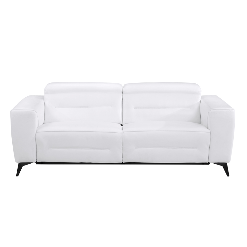 Titan Furnishings Italian Leather Sofa Set with Power Recliner in White