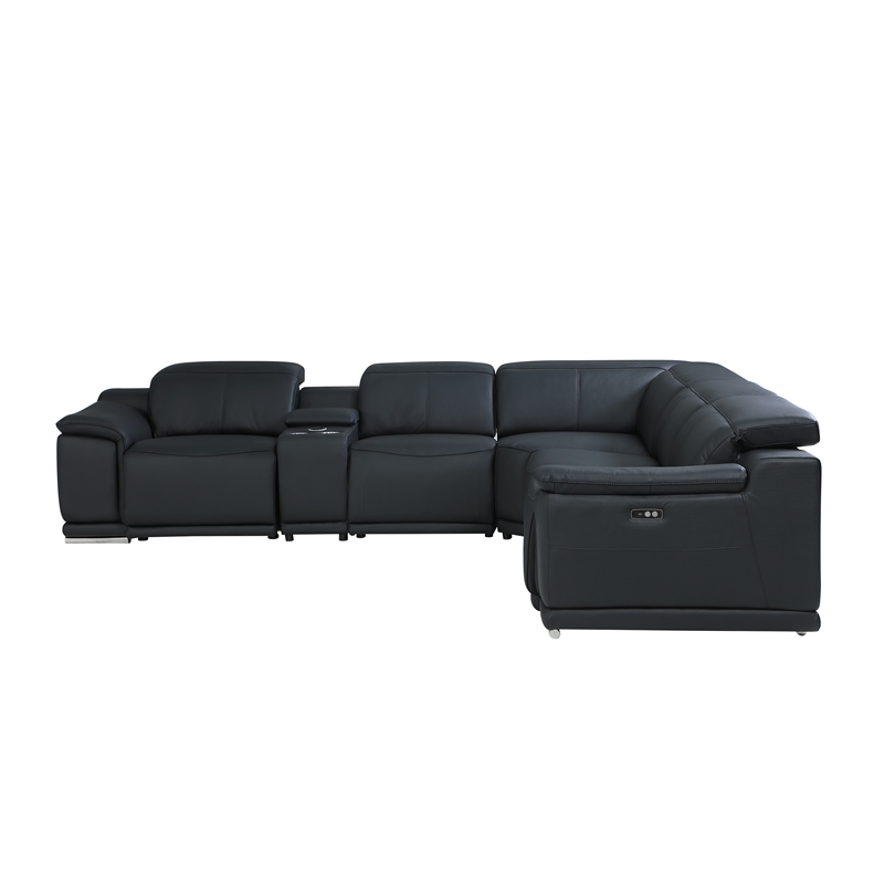 Titan Furnishings 6-Piece 1 Console 3-Power Reclining Italian Leather Sectional