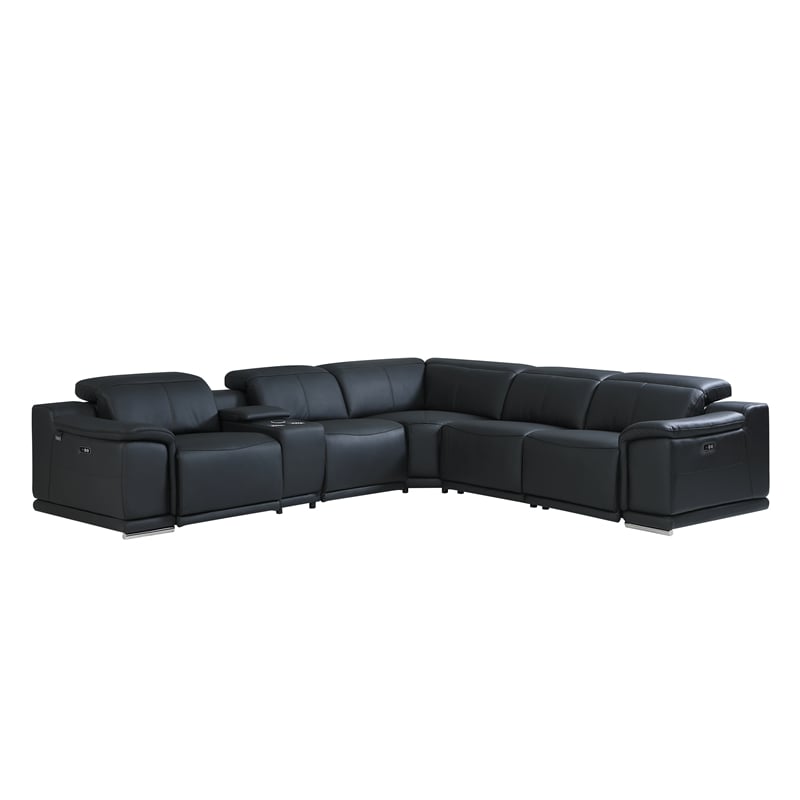 Titan Furnishings 6-Piece 1 Console 3-Power Reclining Italian Leather Sectional