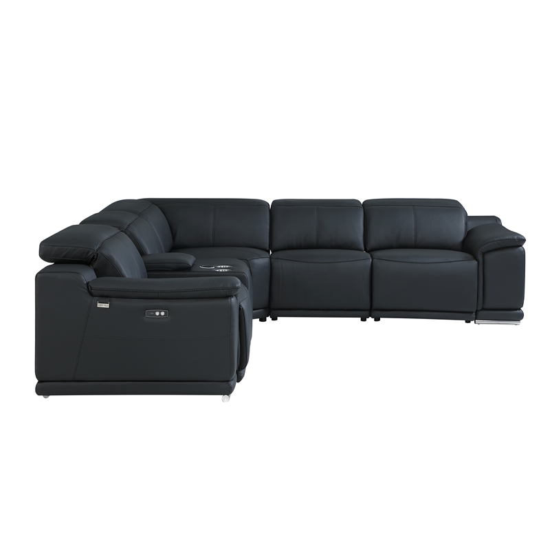 Titan Furnishings 6-Piece 1 Console 3-Power Reclining Italian Leather Sectional