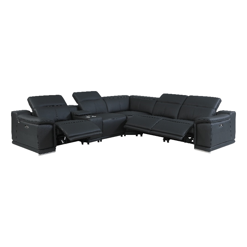 Titan Furnishings 6-Piece 1 Console 3-Power Reclining Italian Leather Sectional