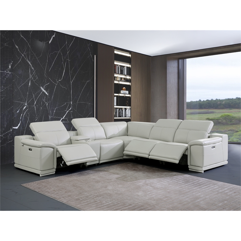 Titan Furnishings 6-Piece 1 Console 3-Power Reclining Italian Leather Sectional