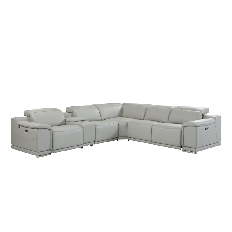 Titan Furnishings 6-Piece 1 Console 3-Power Reclining Italian Leather Sectional