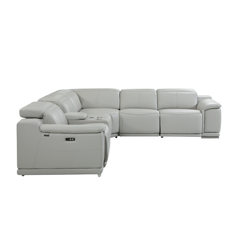 Titan Furnishings 6-Piece 1 Console 3-Power Reclining Italian Leather Sectional