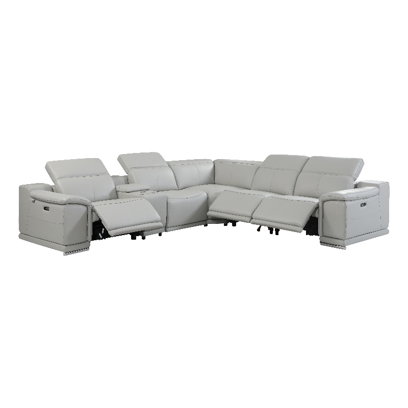 Titan Furnishings 6-Piece 1 Console 3-Power Reclining Italian Leather Sectional