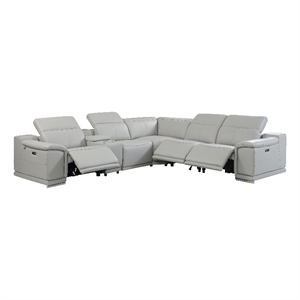 titan 6pc console/3-power recline italian leather sectional