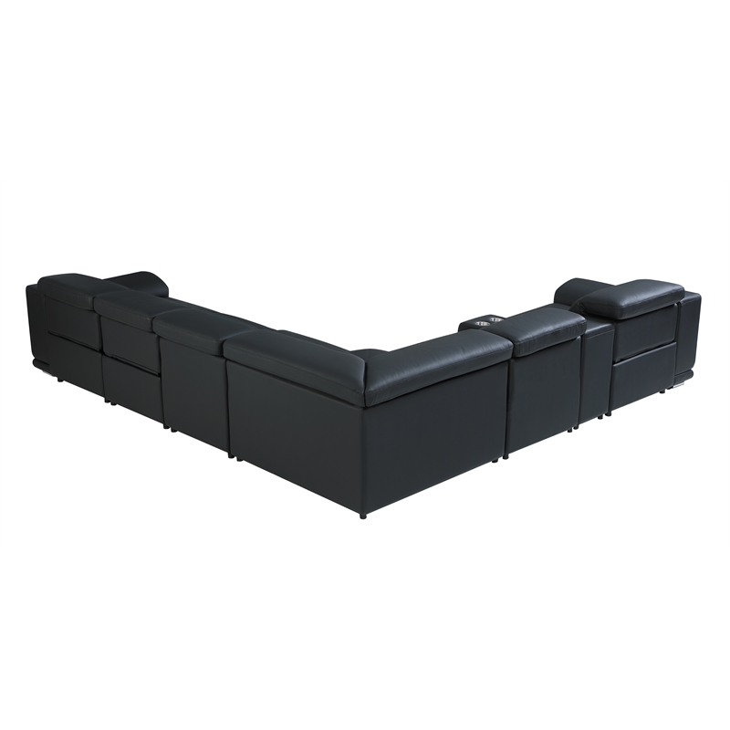 Titan Furnishings 7-Piece 1 Console 3-Power Reclining Italian Leather Sectional