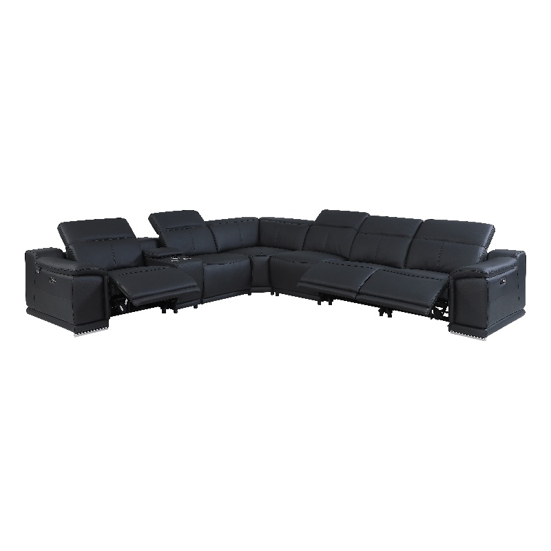 Titan Furnishings 7-Piece 1 Console 3-Power Reclining Italian Leather Sectional