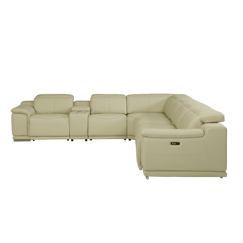 Titan Furnishings 7-Piece 1 Console 3-Power Reclining Italian Leather Sectional