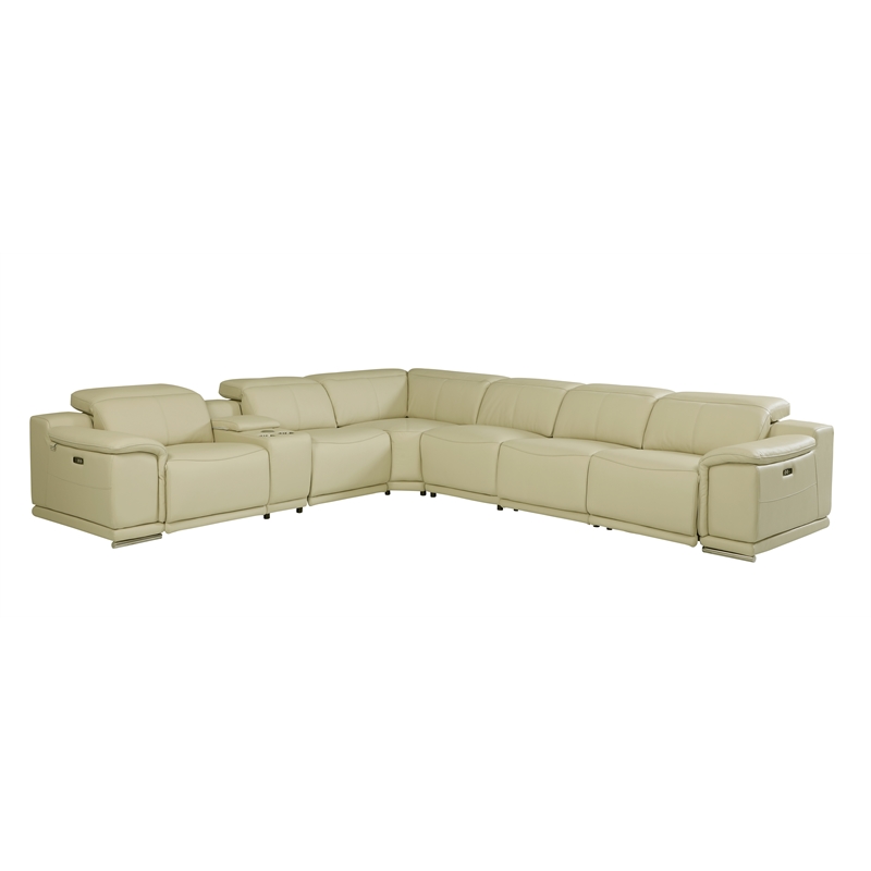 Titan Furnishings 7-Piece 1 Console 3-Power Reclining Italian Leather Sectional