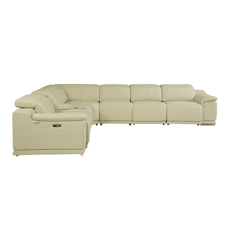 Titan Furnishings 7-Piece 1 Console 3-Power Reclining Italian Leather Sectional