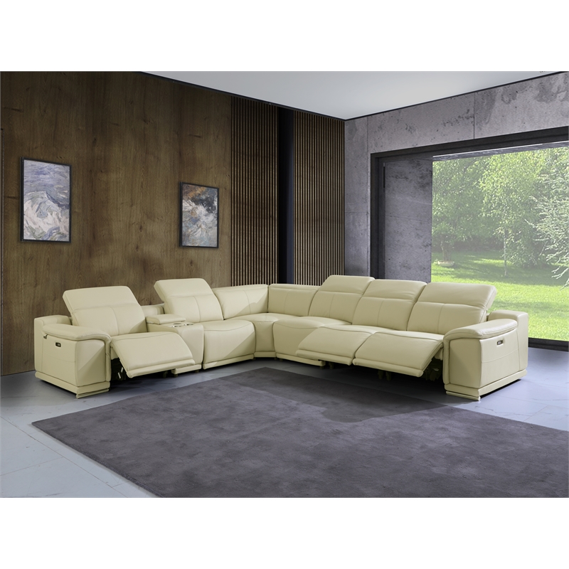 Titan Furnishings 7-Piece 1 Console 3-Power Reclining Italian Leather Sectional
