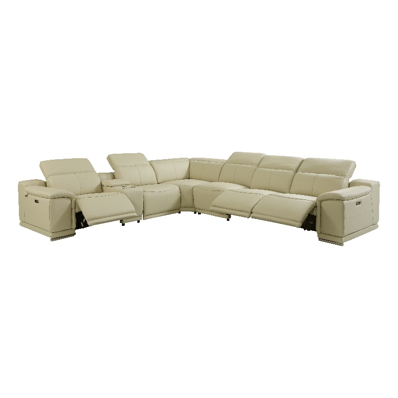 Titan Furnishings 7-Piece 1 Console 3-Power Reclining Italian Leather Sectional
