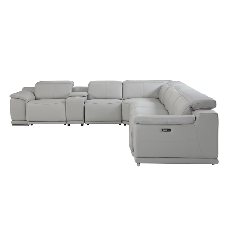 Titan Furnishings 7-Piece 1 Console 3-Power Reclining Italian Leather Sectional