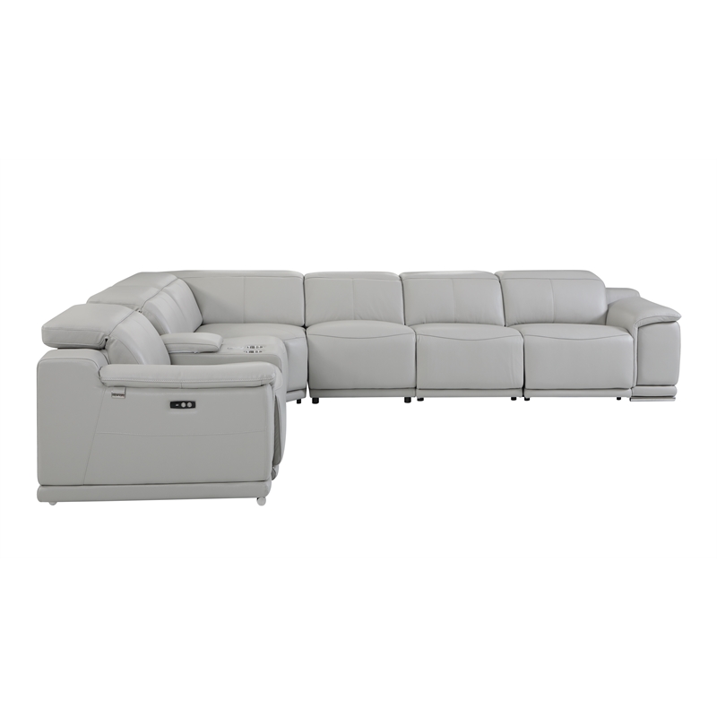 Titan Furnishings 7-Piece 1 Console 3-Power Reclining Italian Leather Sectional