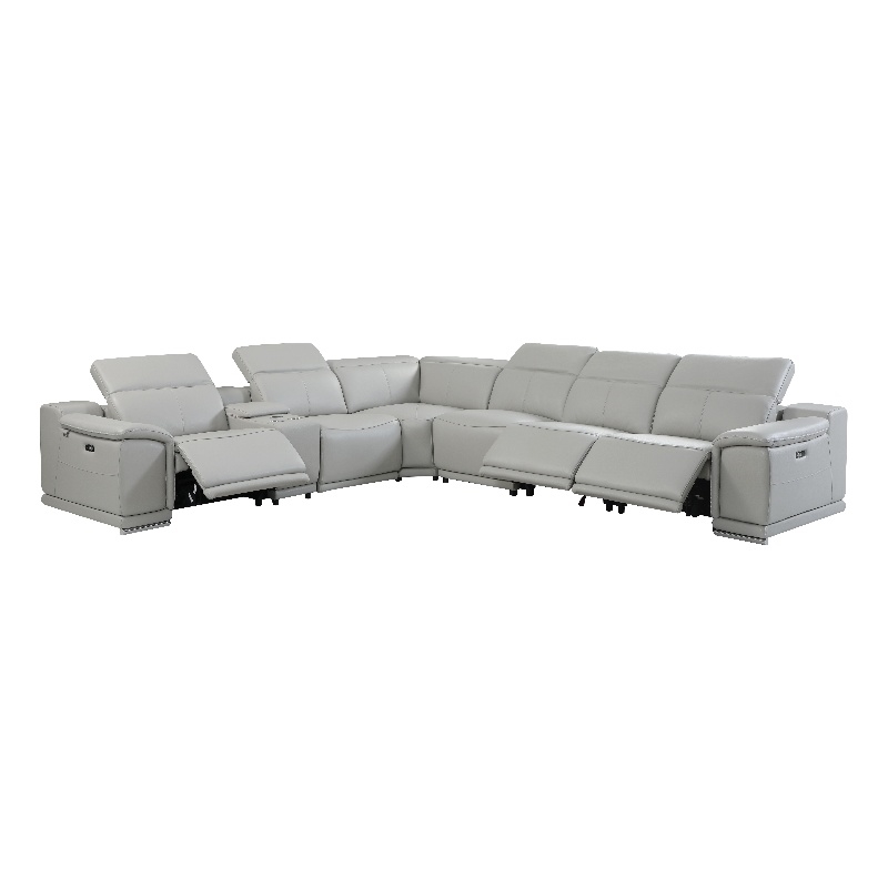 Titan Furnishings 7-Piece 1 Console 3-Power Reclining Italian Leather Sectional