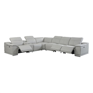 titan 7pc console/3-power recline italian leather sectional