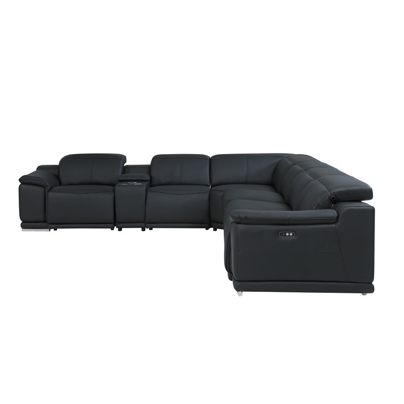 Titan Furnishings 7-Piece 1 Console 4-Power Reclining Italian Leather Sectional