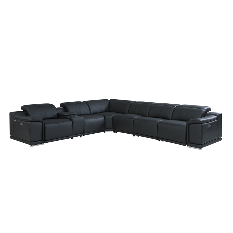 Titan Furnishings 7-Piece 1 Console 4-Power Reclining Italian Leather Sectional