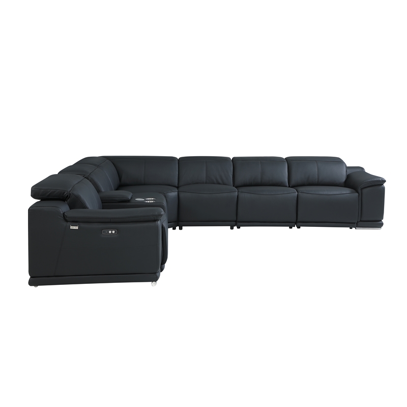 Titan Furnishings 7-Piece 1 Console 4-Power Reclining Italian Leather Sectional