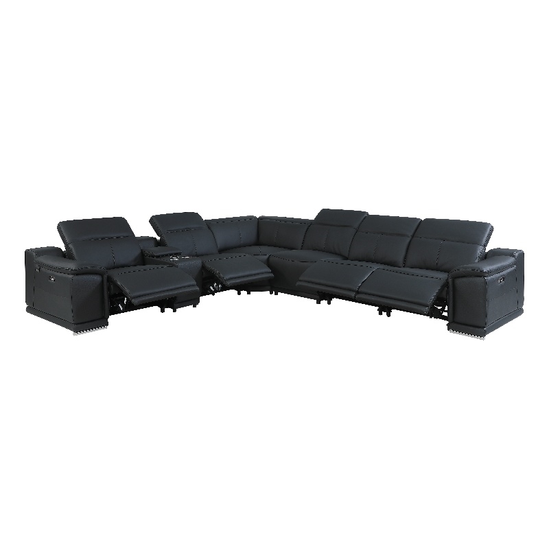 Titan Furnishings 7-Piece 1 Console 4-Power Reclining Italian Leather Sectional