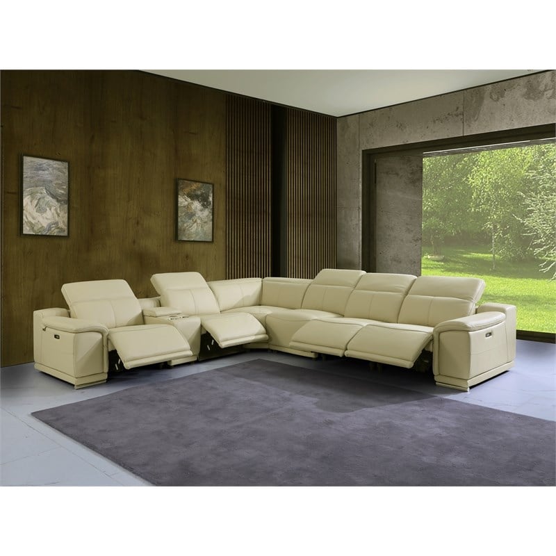 Titan Furnishings 7-Piece 1 Console 4-Power Reclining Italian Leather Sectional