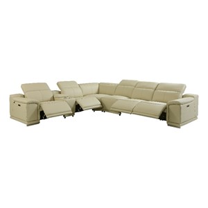Titan Furnishings 7-Piece 1 Console 4-Power Reclining Italian Leather Sectional