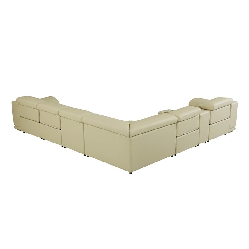Titan Furnishings 7-Piece 1 Console 4-Power Reclining Italian Leather Sectional