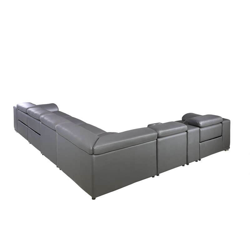 Titan Furnishings 7-Piece 1 Console 4-Power Reclining Italian Leather Sectional