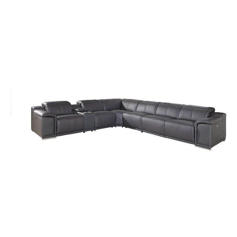 Titan Furnishings 7-Piece 1 Console 4-Power Reclining Italian Leather Sectional