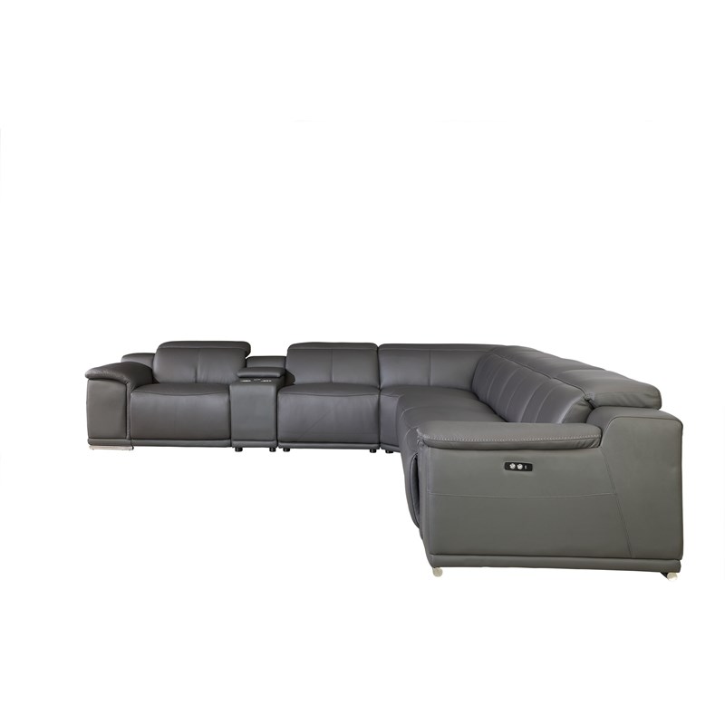 Titan Furnishings 7-Piece 1 Console 4-Power Reclining Italian Leather Sectional