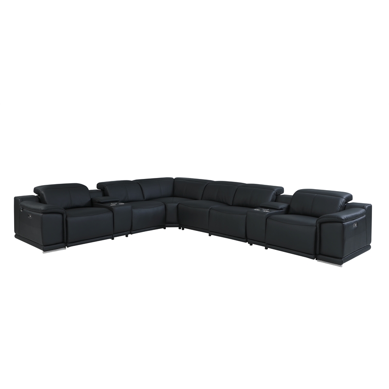 Titan Furnishings 8-Piece 1 Console 3-Power Reclining Italian Leather Sectional