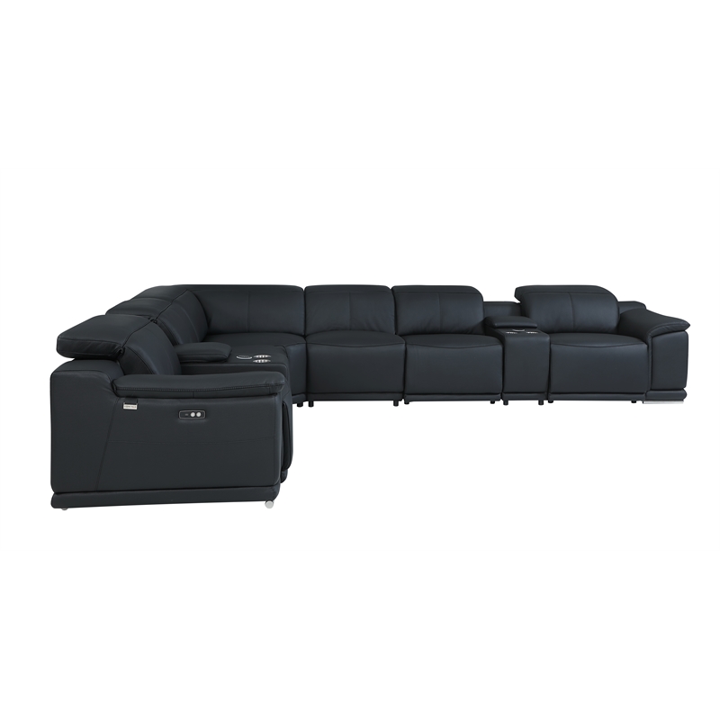 Titan Furnishings 8-Piece 1 Console 3-Power Reclining Italian Leather Sectional
